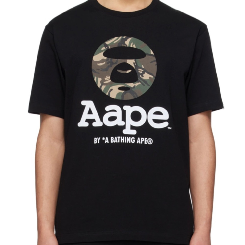 AAPE BY A BATHING APE
Black MoonFace Camo T-Shirt